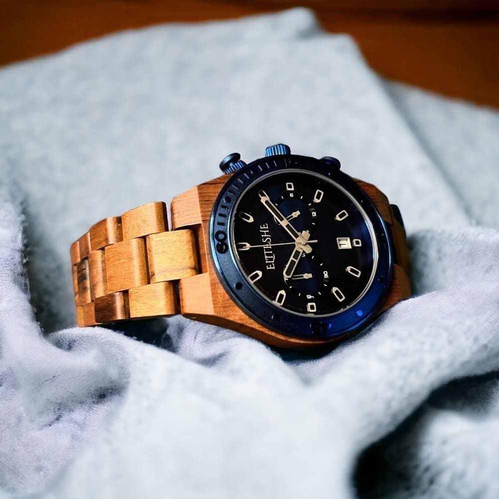 ساعة بلو روك مان الخشبية ، ساعة خشبية ، ساعات خشب ، ساعة يد خشبية